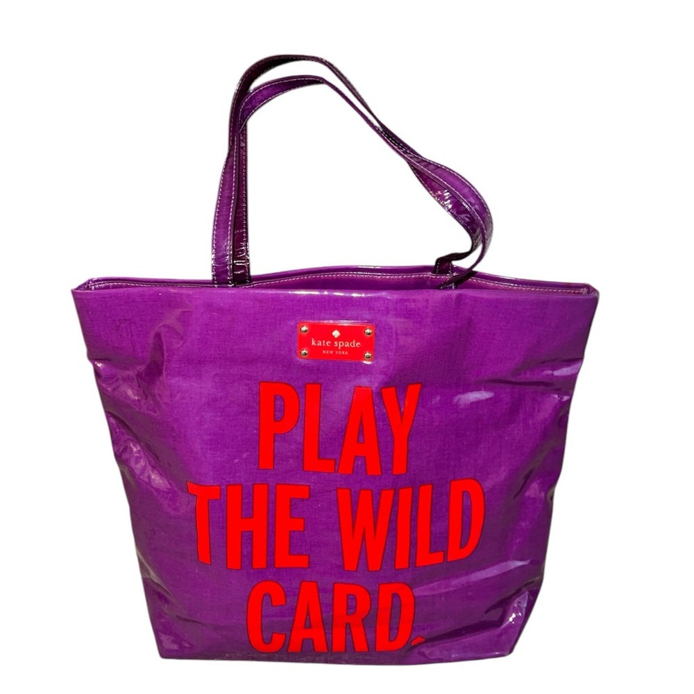 ULTRA RARE KATE SPADE CHARM BON SHOPPER TOTE MAGAZINE PLAY THE WILD CARD PURPLE!